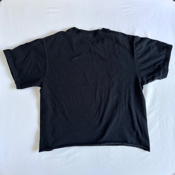 Rolling Stones Black Crop T-Shirt Rare Union Jack Tongue Logo Women's Sz M - Picture 4 of 6